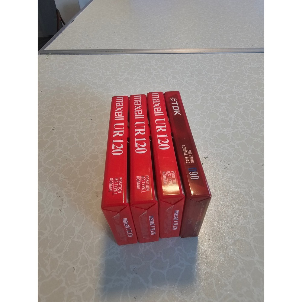 Lot of 4 Blank Audio Cassette Tapes 3 Maxell UR 120 & 1 TDK D90 Factory Sealed